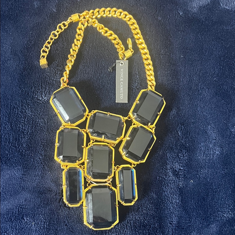 NWT Vince Camuto Gold and Blue Statement Necklace